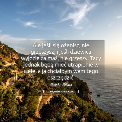 Picture 05 - 1 Koryntian 7:28 POLUBG - Ale jeśli się ożenisz, nie grzeszysz, i jeśli - Bible Verse Picture