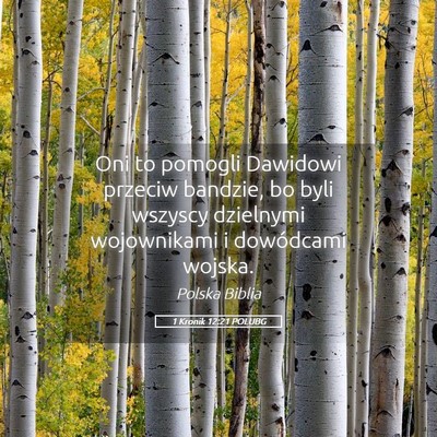 Picture 05 - 1 Kronik 12:21 POLUBG - Oni to pomogli Dawidowi przeciw bandzie, bo byli - Bible Verse Picture