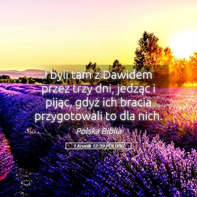Picture 05 - 1 Kronik 12:39 POLUBG - I byli tam z Dawidem przez trzy dni, jedząc i - Bible Verse Picture