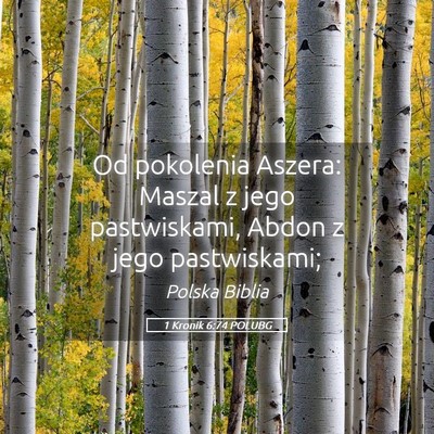 Picture 05 - 1 Kronik 6:74 POLUBG - Od pokolenia Aszera: Maszal z jego pastwiskami, - Bible Verse Picture