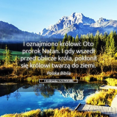 Picture 05 - 1 Królewska 1:23 POLUBG - I oznajmiono królowi: Oto prorok Natan. I gdy - Bible Verse Picture