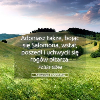 Picture 05 - 1 Królewska 1:50 POLUBG - Adoniasz także, bojąc się Salomona, wstał, - Bible Verse Picture
