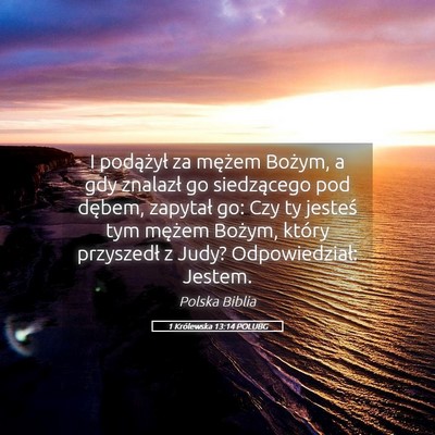 Picture 05 - 1 Królewska 13:14 POLUBG - I podążył za mężem Bożym, a gdy znalazł go - Bible Verse Picture