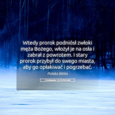 Picture 05 - 1 Królewska 13:29 POLUBG - Wtedy prorok podniósł zwłoki męża Bożego, - Bible Verse Picture