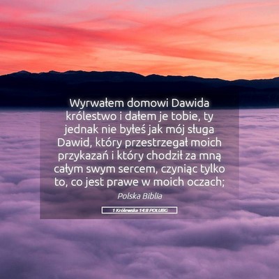 Picture 05 - 1 Królewska 14:8 POLUBG - Wyrwałem domowi Dawida królestwo i dałem je - Bible Verse Picture