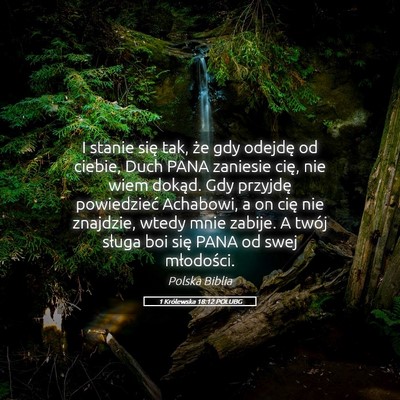 Picture 05 - 1 Królewska 18:12 POLUBG - I stanie się tak, że gdy odejdę od ciebie, - Bible Verse Picture