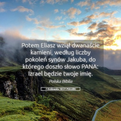Picture 05 - 1 Królewska 18:31 POLUBG - Potem Eliasz wziął dwanaście kamieni, według - Bible Verse Picture
