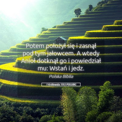 Picture 05 - 1 Królewska 19:5 POLUBG - Potem położył się i zasnął pod tym - Bible Verse Picture