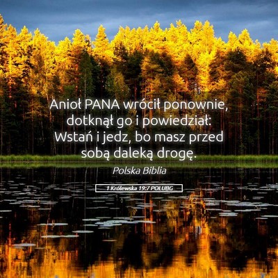 Picture 05 - 1 Królewska 19:7 POLUBG - Anioł PANA wrócił ponownie, dotknął go i - Bible Verse Picture
