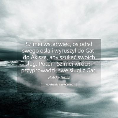 Picture 05 - 1 Królewska 2:40 POLUBG - Szimei wstał więc, osiodłał swego osła i - Bible Verse Picture