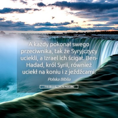 Picture 05 - 1 Królewska 20:20 POLUBG - A każdy pokonał swego przeciwnika, tak że - Bible Verse Picture