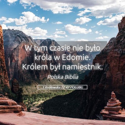 Picture 05 - 1 Królewska 22:47 POLUBG - W tym czasie nie było króla w Edomie. Królem - Bible Verse Picture