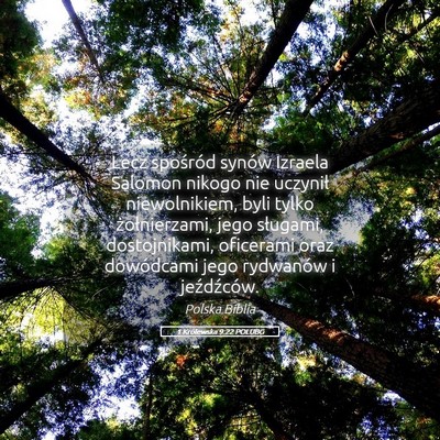 Picture 05 - 1 Królewska 9:22 POLUBG - Lecz spośród synów Izraela Salomon nikogo nie - Bible Verse Picture