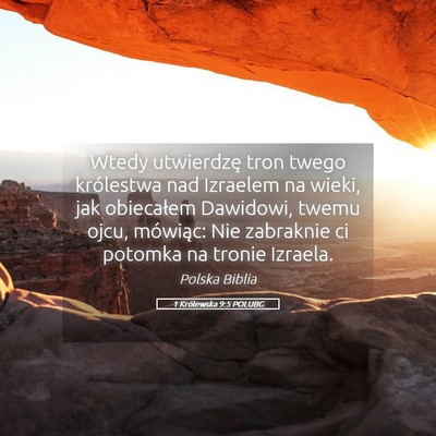 Picture 05 - 1 Królewska 9:5 POLUBG - Wtedy utwierdzę tron twego królestwa nad - Bible Verse Picture