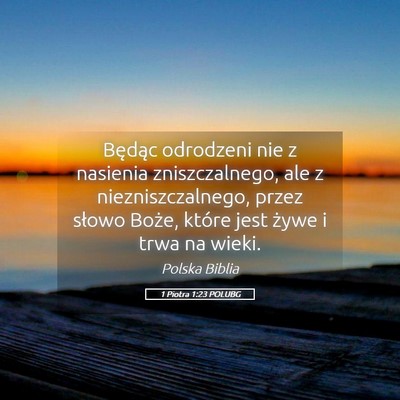 Picture 05 - 1 Piotra 1:23 POLUBG - Będąc odrodzeni nie z nasienia zniszczalnego, - Bible Verse Picture