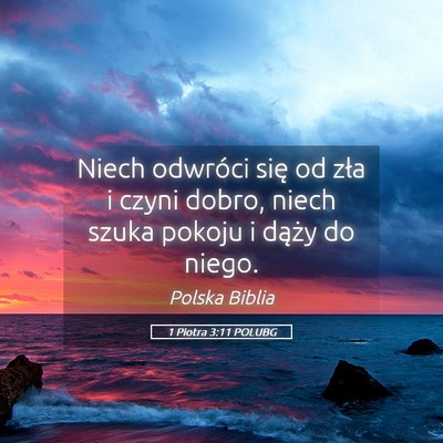 Picture 05 - 1 Piotra 3:11 POLUBG - Niech odwróci się od zła i czyni dobro, niech - Bible Verse Picture