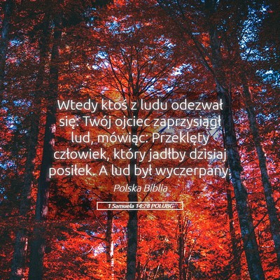 Picture 05 - 1 Samuela 14:28 POLUBG - Wtedy ktoś z ludu odezwał się: Twój ojciec - Bible Verse Picture