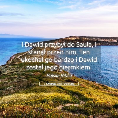 Picture 05 - 1 Samuela 16:21 POLUBG - I Dawid przybył do Saula, i stanął przed nim. - Bible Verse Picture