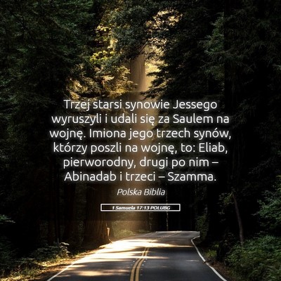 Picture 05 - 1 Samuela 17:13 POLUBG - Trzej starsi synowie Jessego wyruszyli i udali - Bible Verse Picture