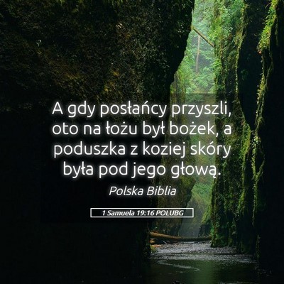 Picture 05 - 1 Samuela 19:16 POLUBG - A gdy posłańcy przyszli, oto na łożu był - Bible Verse Picture