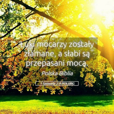 Picture 05 - 1 Samuela 2:4 POLUBG - Łuki mocarzy zostały złamane, a słabi są - Bible Verse Picture