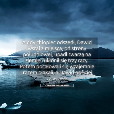 Picture 05 - 1 Samuela 20:41 POLUBG - A gdy chłopiec odszedł, Dawid wstał z miejsca, - Bible Verse Picture