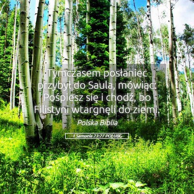 Picture 05 - 1 Samuela 23:27 POLUBG - Tymczasem posłaniec przybył do Saula, mówiąc: - Bible Verse Picture