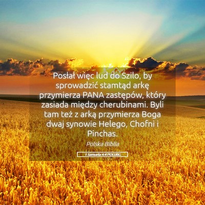 Picture 05 - 1 Samuela 4:4 POLUBG - Posłał więc lud do Szilo, by sprowadzić - Bible Verse Picture