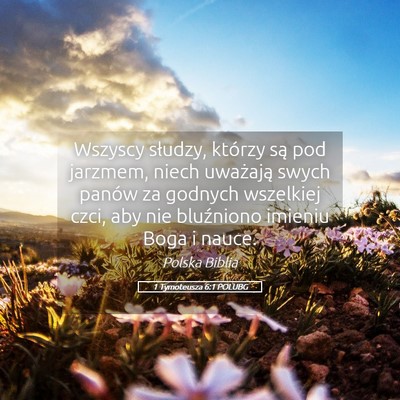Picture 05 - 1 Tymoteusza 6:1 POLUBG - Wszyscy słudzy, którzy są pod jarzmem, niech - Bible Verse Picture
