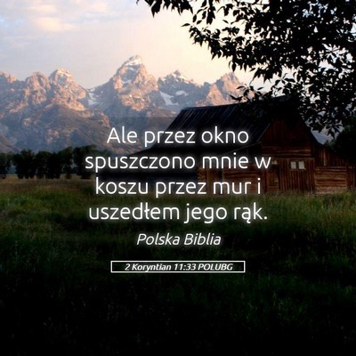 Picture 05 - 2 Koryntian 11:33 POLUBG - Ale przez okno spuszczono mnie w koszu przez mur - Bible Verse Picture