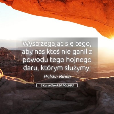 Picture 05 - 2 Koryntian 8:20 POLUBG - Wystrzegając się tego, aby nas ktoś nie ganił - Bible Verse Picture