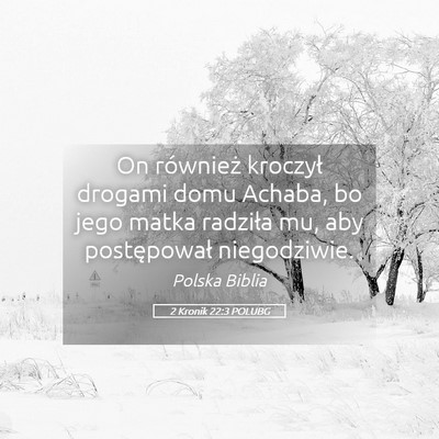 Picture 05 - 2 Kronik 22:3 POLUBG - On również kroczył drogami domu Achaba, bo - Bible Verse Picture