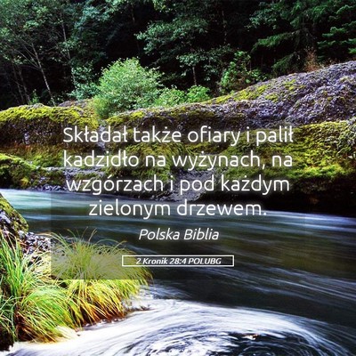 Picture 05 - 2 Kronik 28:4 POLUBG - Składał także ofiary i palił kadzidło na - Bible Verse Picture