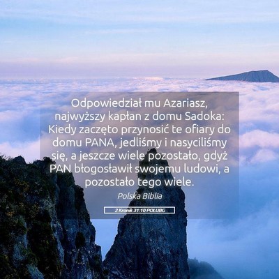 Picture 05 - 2 Kronik 31:10 POLUBG - Odpowiedział mu Azariasz, najwyższy kapłan z - Bible Verse Picture
