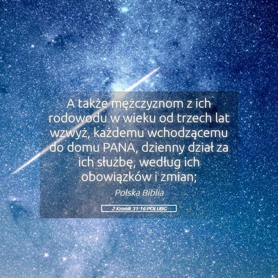 Picture 05 - 2 Kronik 31:16 POLUBG - A także mężczyznom z ich rodowodu w wieku od - Bible Verse Picture