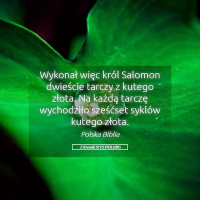Picture 05 - 2 Kronik 9:15 POLUBG - Wykonał więc król Salomon dwieście tarczy z - Bible Verse Picture