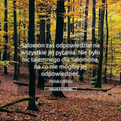 Picture 05 - 2 Kronik 9:2 POLUBG - Salomon zaś odpowiedział na wszystkie jej - Bible Verse Picture