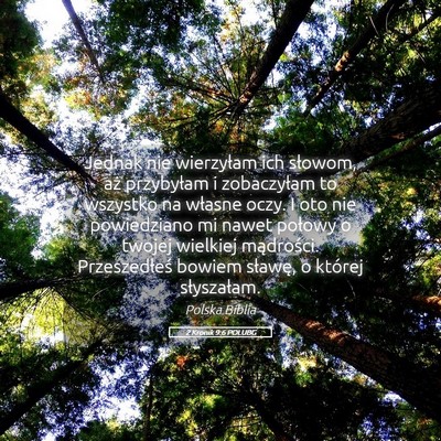 Picture 05 - 2 Kronik 9:6 POLUBG - Jednak nie wierzyłam ich słowom, aż przybyłam - Bible Verse Picture