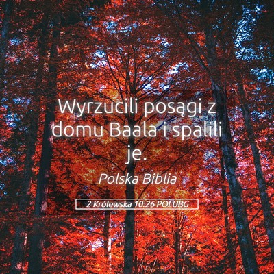 Picture 05 - 2 Królewska 10:26 POLUBG - Wyrzucili posągi z domu Baala i spalili - Bible Verse Picture