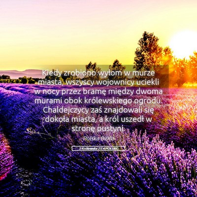 Picture 05 - 2 Królewska 25:4 POLUBG - Kiedy zrobiono wyłom w murze miasta, wszyscy - Bible Verse Picture