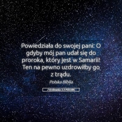 Picture 05 - 2 Królewska 5:3 POLUBG - Powiedziała do swojej pani: O gdyby mój pan - Bible Verse Picture