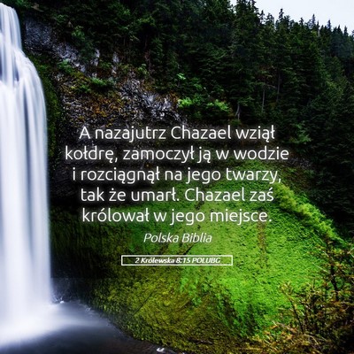 Picture 05 - 2 Królewska 8:15 POLUBG - A nazajutrz Chazael wziął kołdrę, zamoczył - Bible Verse Picture