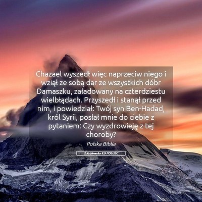 Picture 05 - 2 Królewska 8:9 POLUBG - Chazael wyszedł więc naprzeciw niego i wziął - Bible Verse Picture