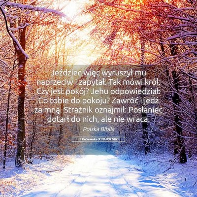 Picture 05 - 2 Królewska 9:18 POLUBG - Jeździec więc wyruszył mu naprzeciw i - Bible Verse Picture