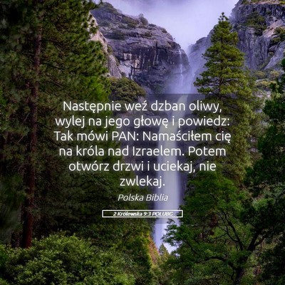 Picture 05 - 2 Królewska 9:3 POLUBG - Następnie weź dzban oliwy, wylej na jego - Bible Verse Picture
