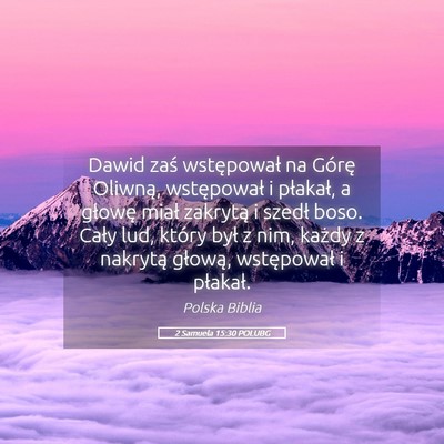 Picture 05 - 2 Samuela 15:30 POLUBG - Dawid zaś wstępował na Górę Oliwną, - Bible Verse Picture