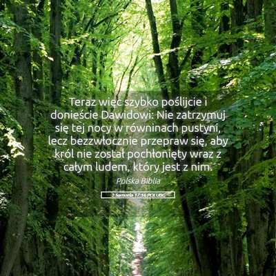 Picture 05 - 2 Samuela 17:16 POLUBG - Teraz więc szybko poślijcie i donieście - Bible Verse Picture