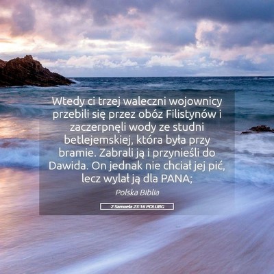 Picture 05 - 2 Samuela 23:16 POLUBG - Wtedy ci trzej waleczni wojownicy przebili się - Bible Verse Picture
