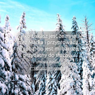 Picture 05 - 2 Tymoteusza 4:11 POLUBG - Tylko Łukasz jest ze mną. Weź Marka i - Bible Verse Picture