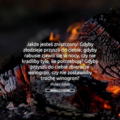 Picture 05 - Abdiasza 1:5 POLUBG - Jakże jesteś zniszczony! Gdyby złodzieje - Bible Verse Picture